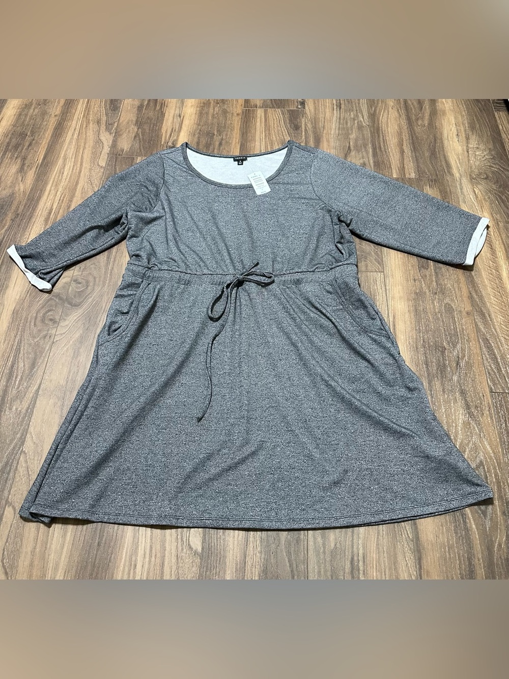 New Torrid Women’s Gray Sweatshirt Dress 3 3X 3/4 Sleeve NWT Tie Waist
